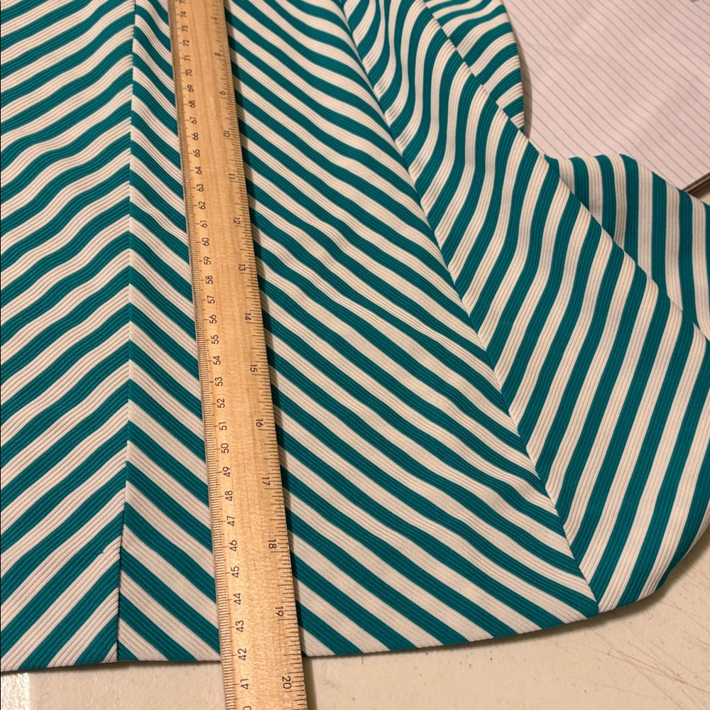 NY & Company Teal White Striped Fit Flare Dress M Summer Work - Picture 11 of 12